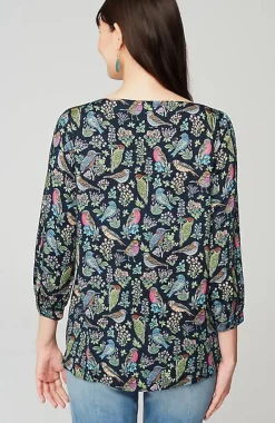 Bird-Printed Boat-Neck Top | Jjill