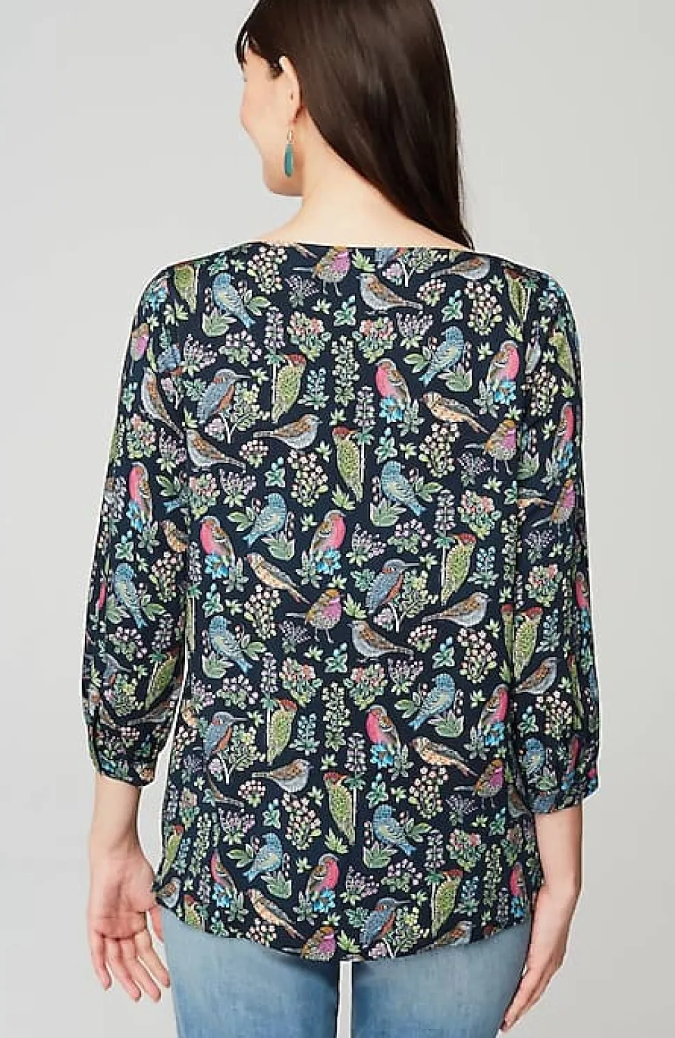 Bird-Printed Boat-Neck Top | Jjill