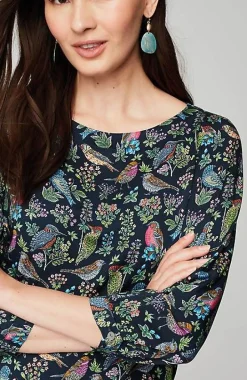 Bird-Printed Boat-Neck Top | Jjill