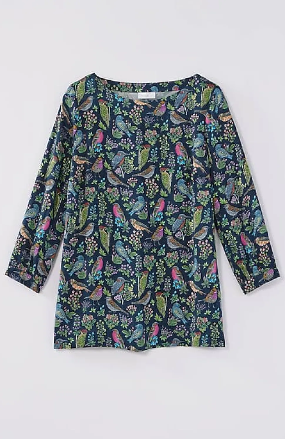 Bird-Printed Boat-Neck Top | Jjill