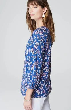 Border-Printed Floral Top | Jjill