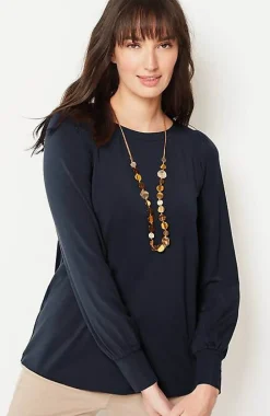 Buttoned-Back Cuffed Blouse | Jjill