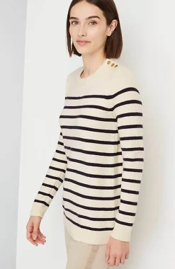 Buttoned-Shoulder Pullover Sweater | Jjill