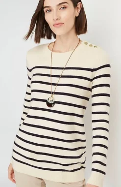 Buttoned-Shoulder Pullover Sweater | Jjill