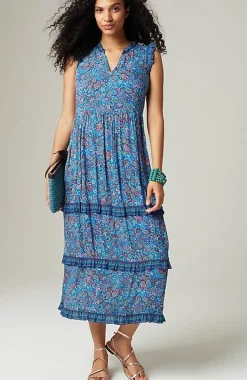 Coastal Ruffled Midi Dress | Jjill