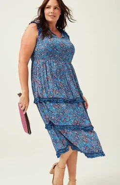 Coastal Ruffled Midi Dress | Jjill