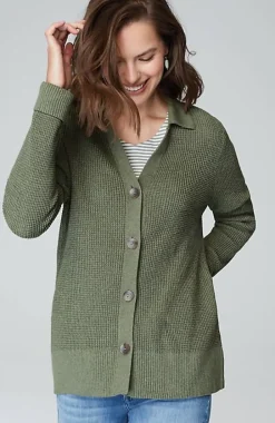 Collared Button-Front Textured Cardi | Jjill