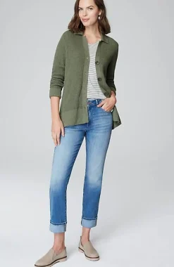 Collared Button-Front Textured Cardi | Jjill