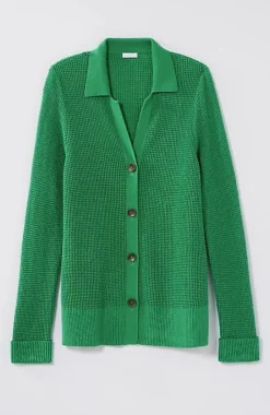 Collared Button-Front Textured Cardi | Jjill