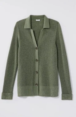 Collared Button-Front Textured Cardi | Jjill