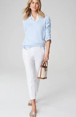 Contrasting-Tipped V-Neck Pullover Sweater | Jjill
