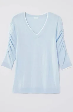 Contrasting-Tipped V-Neck Pullover Sweater | Jjill