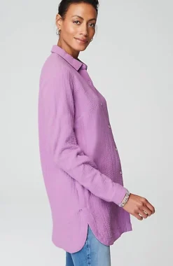 Cotton-Gauze Split-Hem Tunic | Jjill