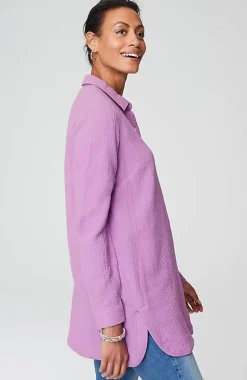 Cotton-Gauze Split-Hem Tunic | Jjill