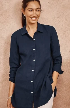 Cotton-Gauze Split-Hem Tunic | Jjill