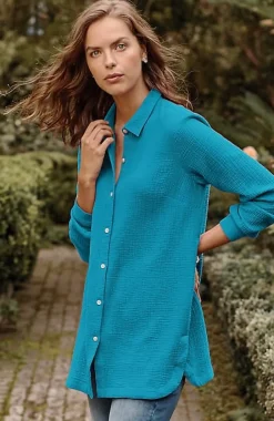 Cotton-Gauze Split-Hem Tunic | Jjill