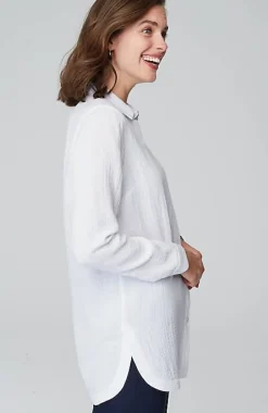 Cotton-Gauze Split-Hem Tunic | Jjill