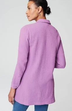 Cotton-Gauze Split-Hem Tunic | Jjill