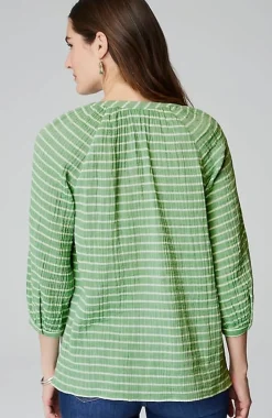 Cotton-Gauze Striped Button-Front Top | Jjill