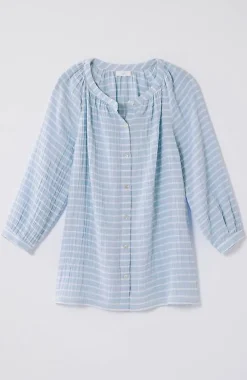Cotton-Gauze Striped Button-Front Top | Jjill