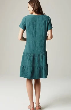 Cotton-Gauze Tiered Dress | Jjill