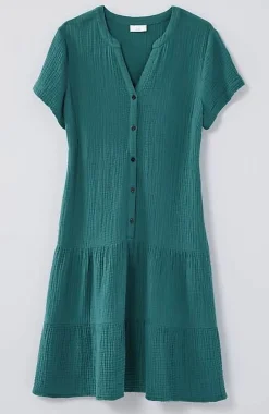 Cotton-Gauze Tiered Dress | Jjill
