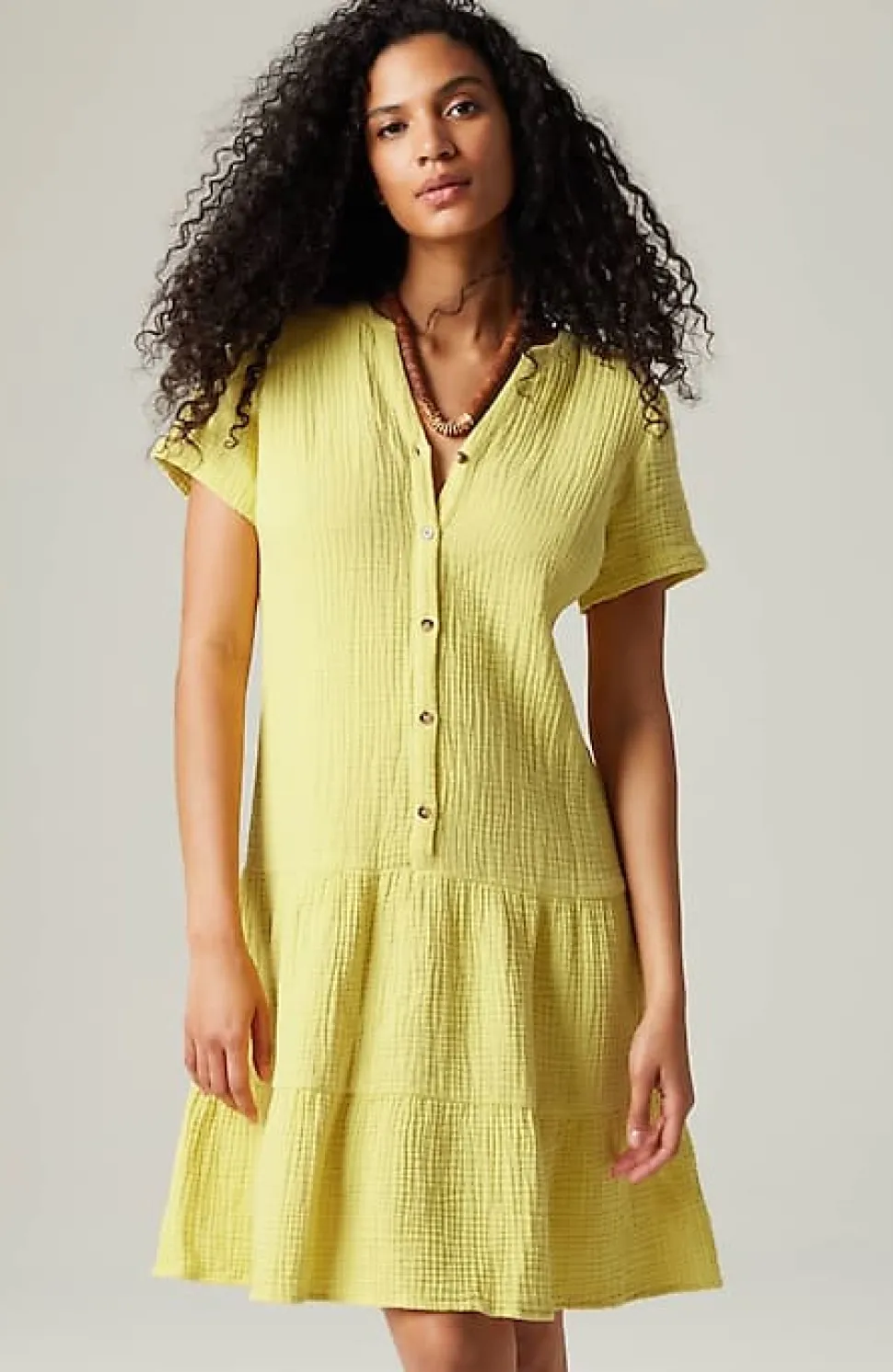 Cotton-Gauze Tiered Dress | Jjill