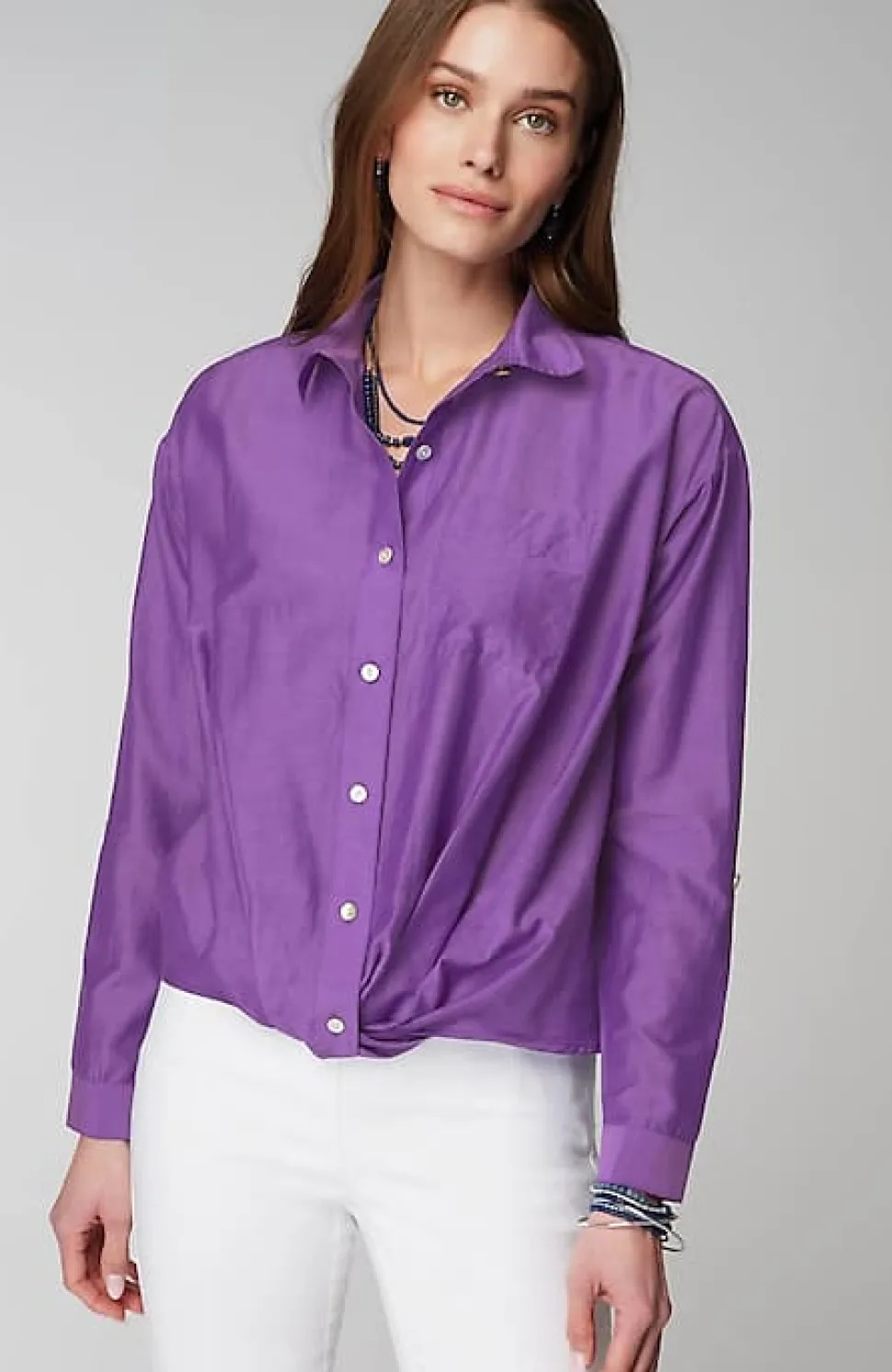 Cotton-Silk Twist-Front Top | Jjill