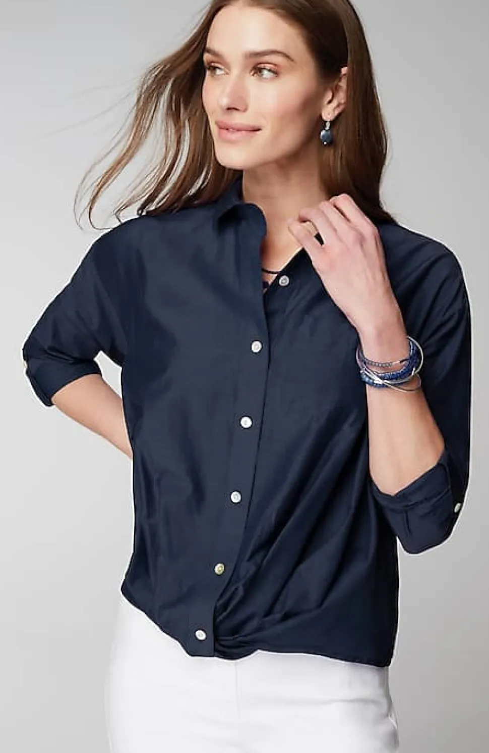 Cotton-Silk Twist-Front Top | Jjill