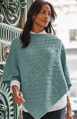 Cozy Cable-Knit Asymmetric Poncho | Jjill
