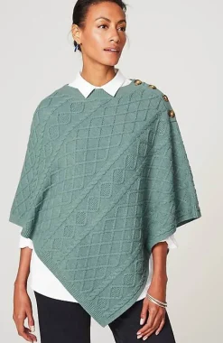 Cozy Cable-Knit Asymmetric Poncho | Jjill