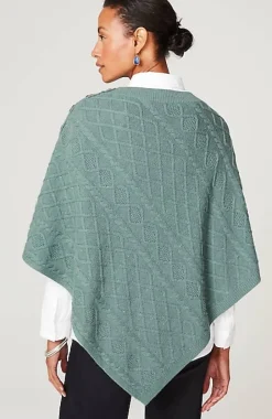 Cozy Cable-Knit Asymmetric Poncho | Jjill