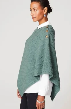Cozy Cable-Knit Asymmetric Poncho | Jjill