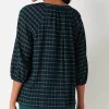 Crinkled Plaid Relaxed Top | Jjill