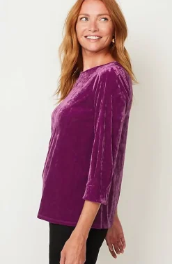 Crushed-Velvet A-Line Top | Jjill