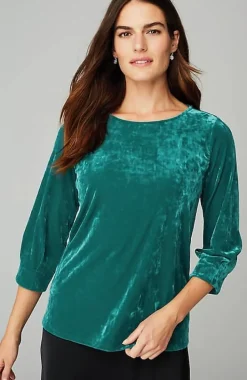 Crushed-Velvet A-Line Top | Jjill