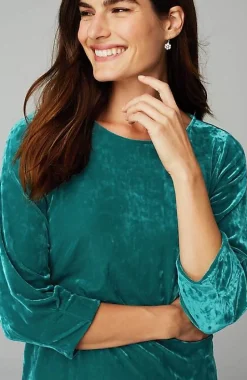 Crushed-Velvet A-Line Top | Jjill