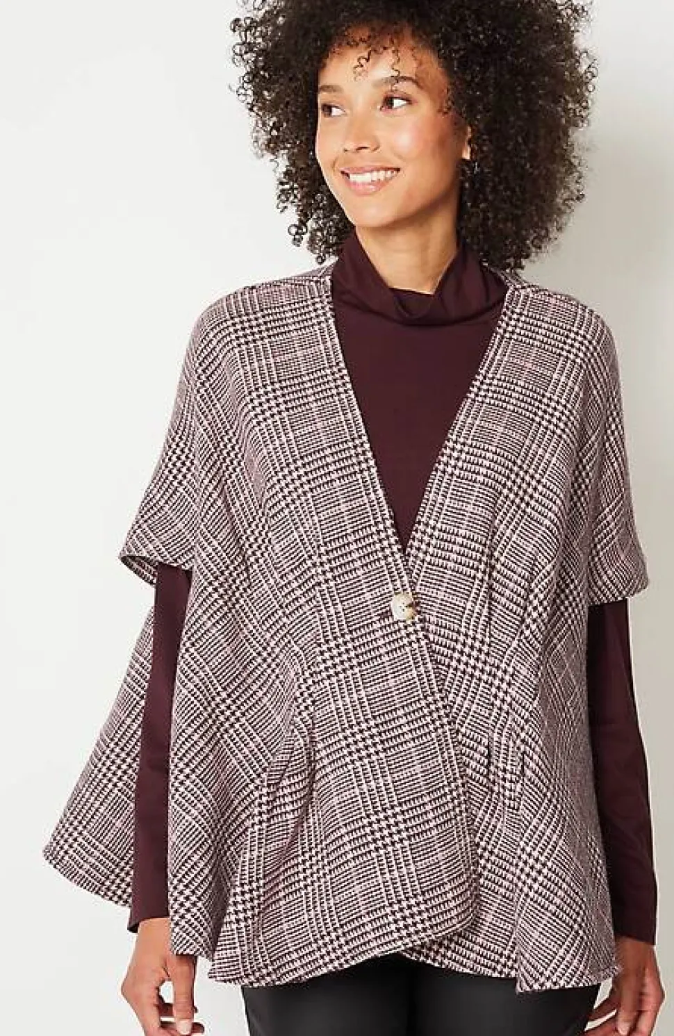 Darted Plaid Peplum Cape | Jjill