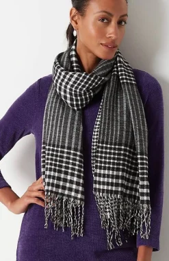 Double-Face Reversible Plaid Mix Scarf | Jjill