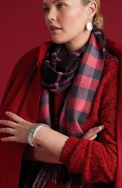 Double-Face Reversible Plaid Mix Scarf | Jjill