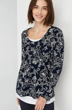 Double-Layer Scoop-Neck Tee | Jjill