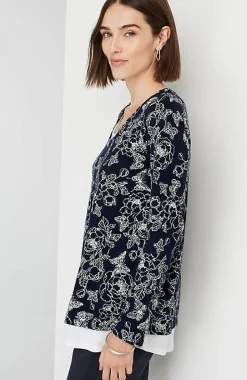 Double-Layer Scoop-Neck Tee | Jjill