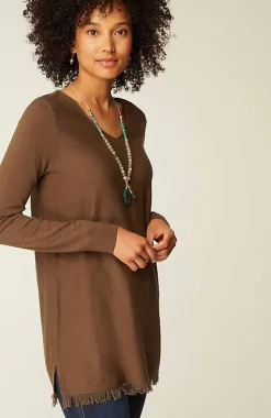 Easy Fringed-Hem V-Neck Tunic | Jjill