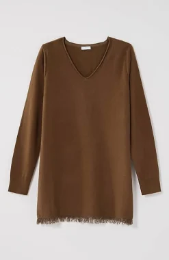 Easy Fringed-Hem V-Neck Tunic | Jjill