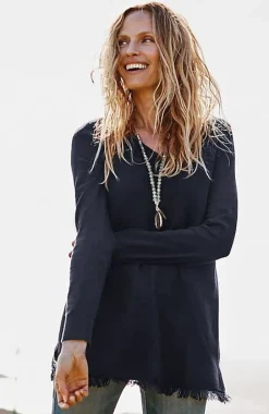 Easy Fringed-Hem V-Neck Tunic | Jjill