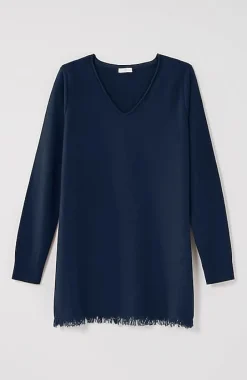 Easy Fringed-Hem V-Neck Tunic | Jjill