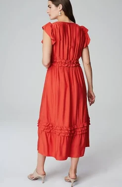 Elevated Ruffle-Trimmed Midi Dress | Jjill