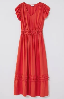 Elevated Ruffle-Trimmed Midi Dress | Jjill