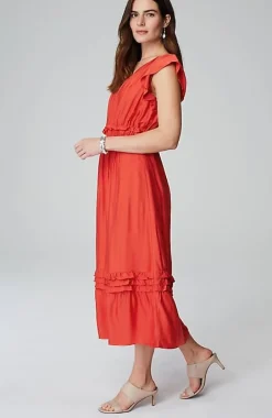 Elevated Ruffle-Trimmed Midi Dress | Jjill
