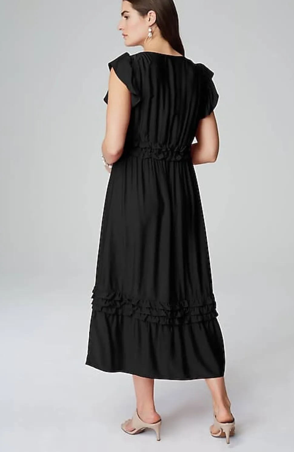 Elevated Ruffle-Trimmed Midi Dress | Jjill